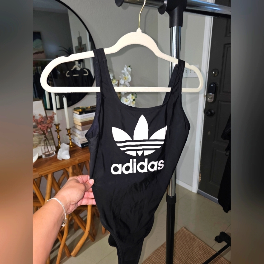 Adidas Originals Trefoil One Piece Swimsuit Black Women's Medium RETRO